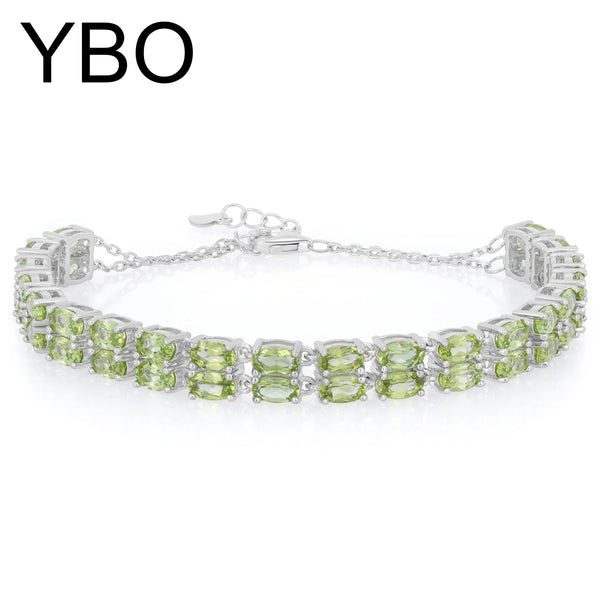 Sterling Silver Peridot Gemstone Tennis Bracelet for Women