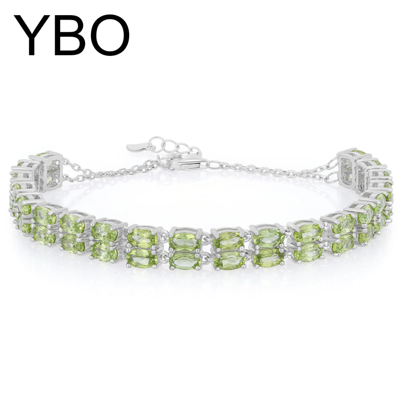 Sterling Silver Peridot Gemstone Tennis Bracelet for Women