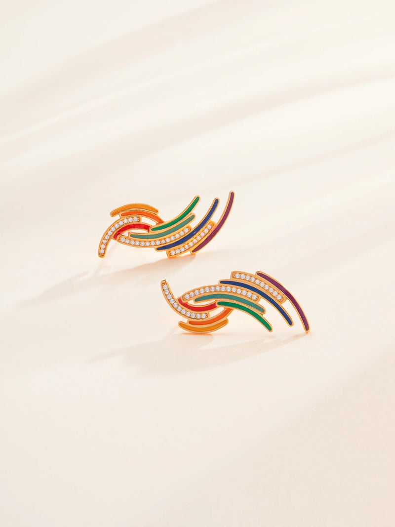 Sterling Silver Rainbow Shaped Earrings for Women