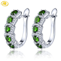 Sterling Silver Chrome Diopside Clip Earrings 2.50 Carats for Women