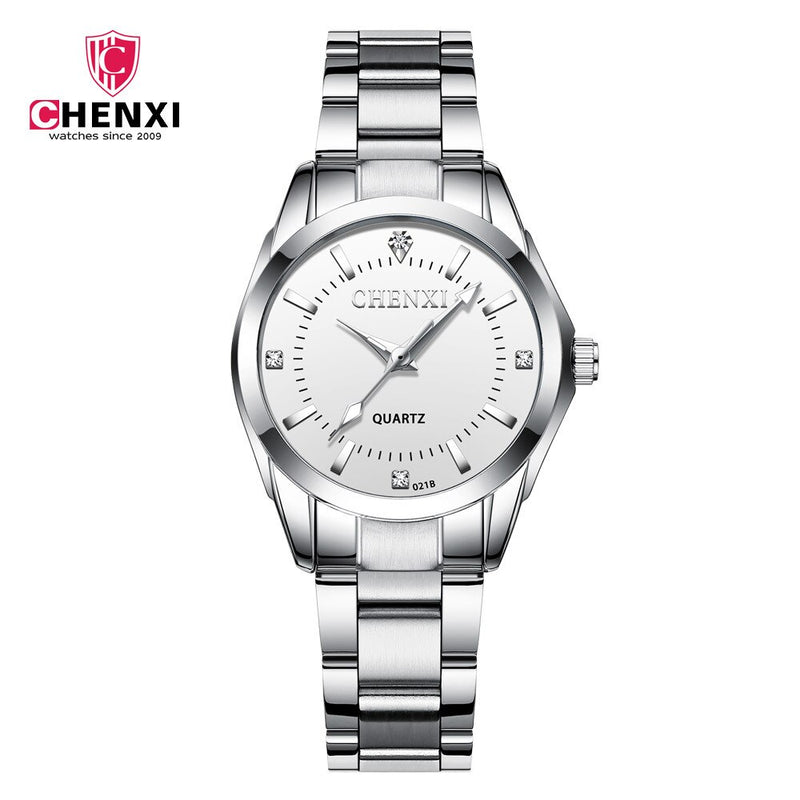 Stainless Steel Couple Watch, Waterproof Quartz for Women and Men