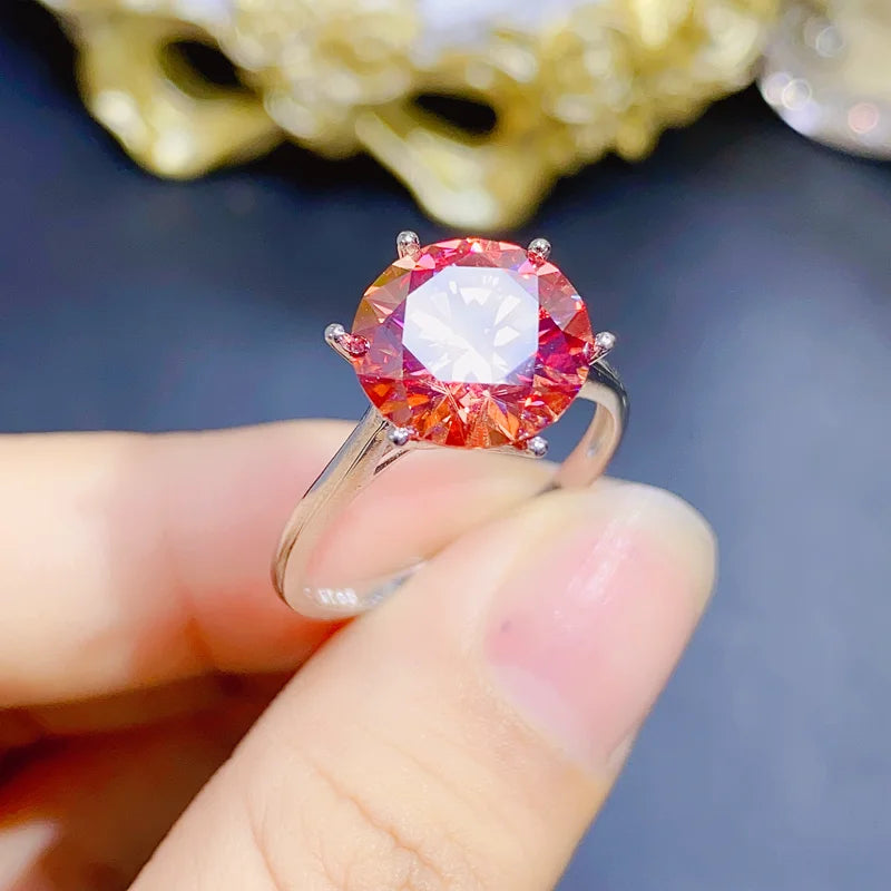 Sterling Silver Ring with 5ct Watermelon Red Moissanite for Personalized Design