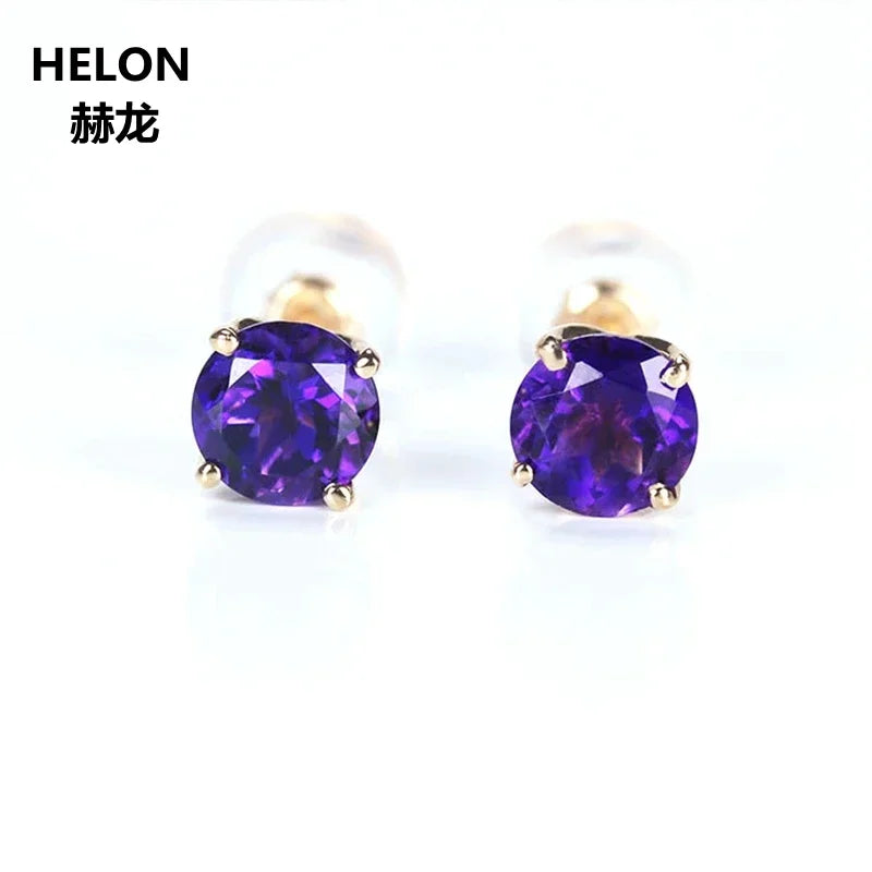 18k Rose Gold 1.6ct Amethyst Stud Earrings for Women