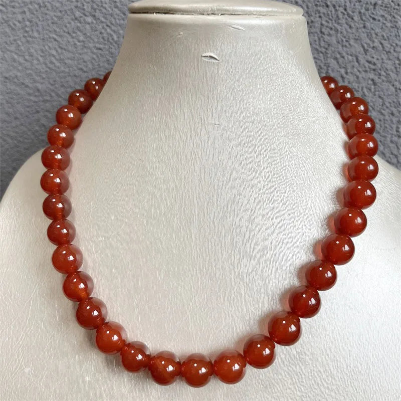 925 Sterling Silver Red Agate Choker Necklace for Women