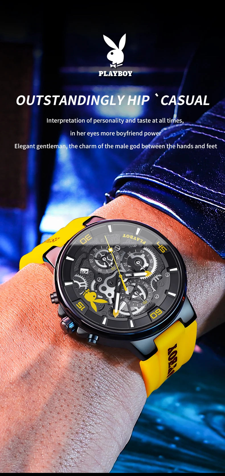 Stainless Steel Silicone Strap Multifunction Watch for Men