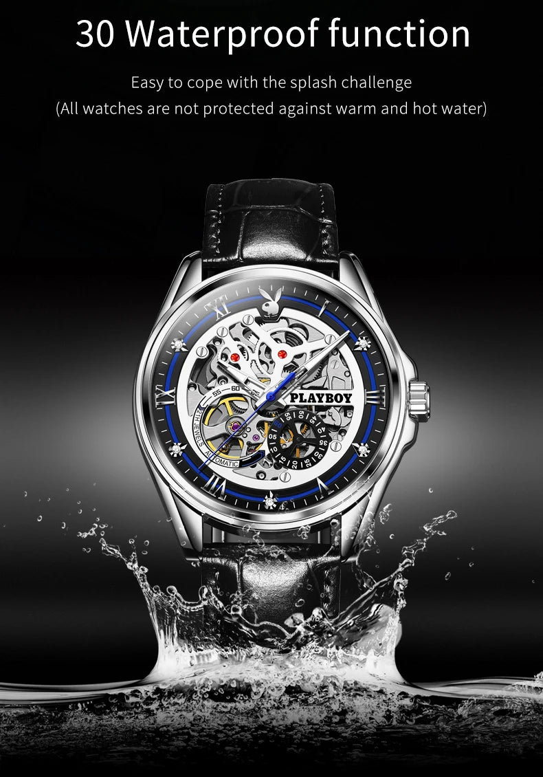 Stainless Steel Automatic Mechanical Watch for Men