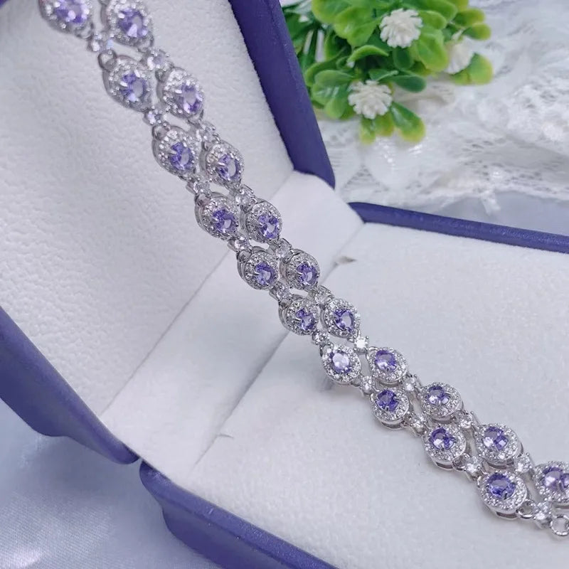 Sterling Silver Tanzanite Gemstone Bracelet for Women