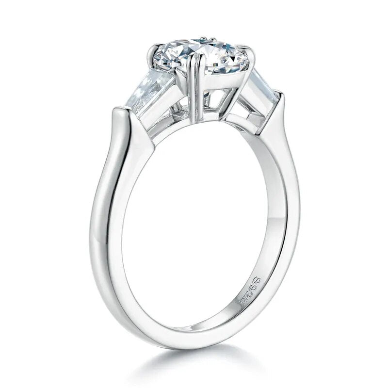 925 Silver 2ctw Moissanite Three-Stone Engagement Ring for Women