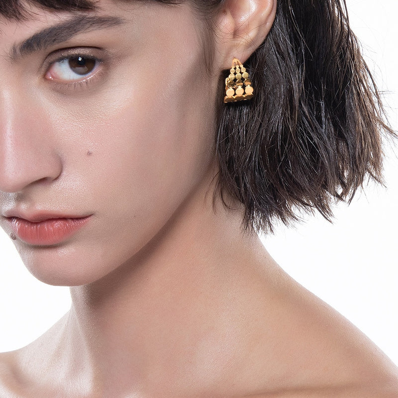 ENFASHION Dot Row Stud Earrings For Women Piercing Pendientes Stainless Steel Fashion Jewelry Gold Color Earring Gift E1242
