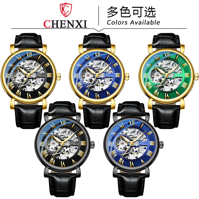 Stainless Steel Skeleton Automatic Luminous Mechanical Watch for Men