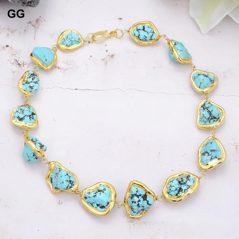 Gold Plated Howlite Turquoise Choker Necklace for Women