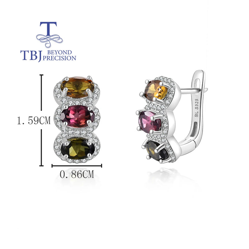 Sterling Silver Multi-Color Tourmaline Earrings for Women