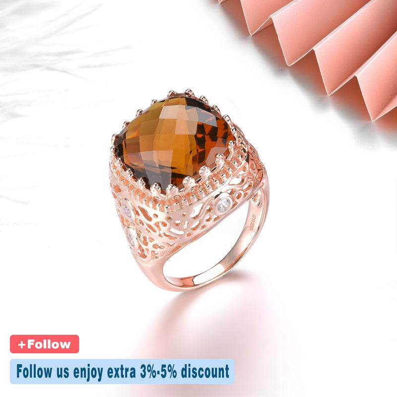 Rose Gold Plated Rutile 9.2ct Ring for Women