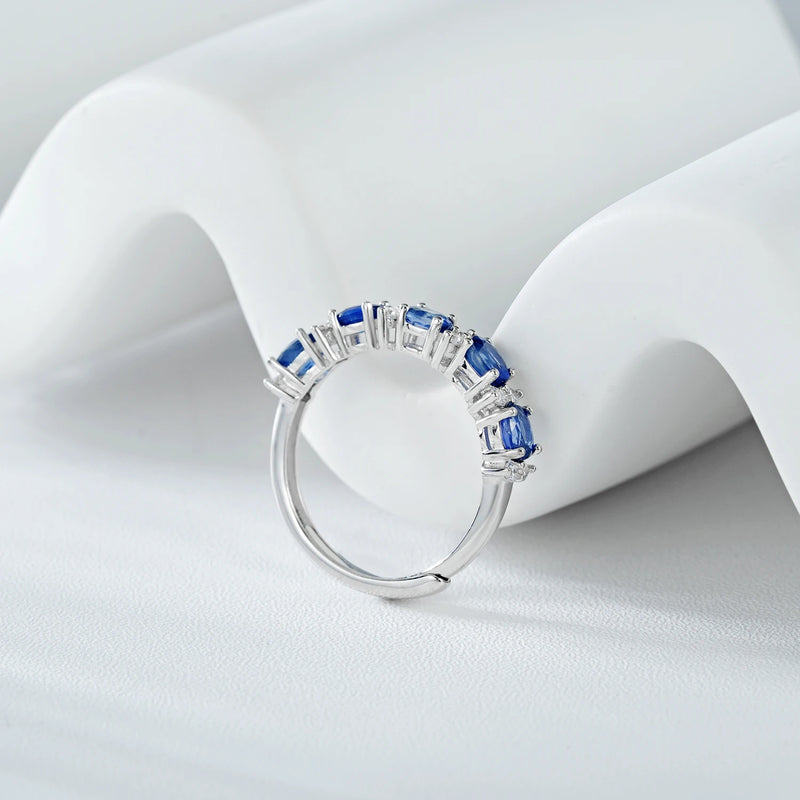 925 Sterling Silver Natural Sapphire Ring for Women