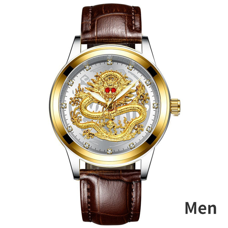 Gold Dragon Phoenix Couple Watches