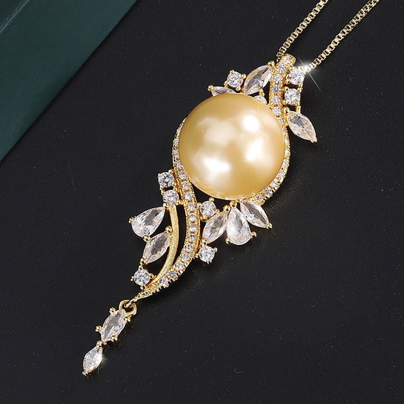 Sterling Silver White Big Pearl 14mm Pendant Necklace for Women