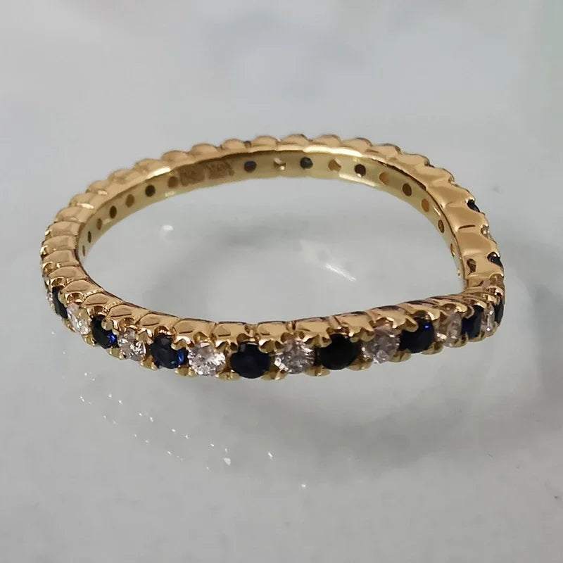 10k Yellow Gold Natural Diamond & Blue Sapphire Engagement Ring for Women