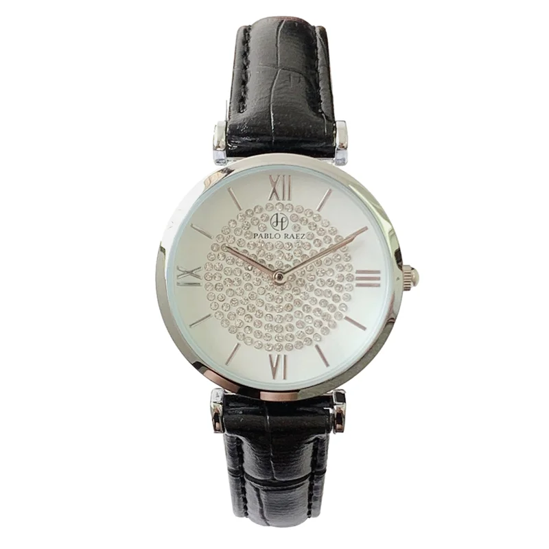 Women's Casual Wristwatch with Rhinestones & Quartz Movement