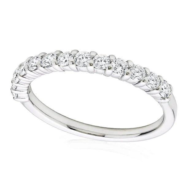 925 Sterling Silver Half Moissanite Eternity Round Cut Wedding Band for Women