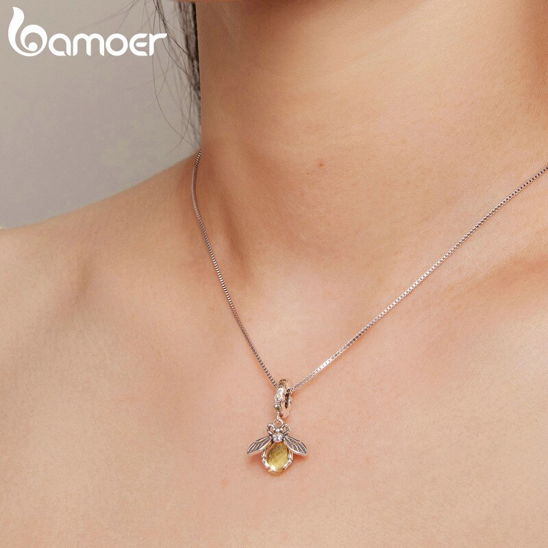 925 Sterling Silver Bee Pendant Necklace for Women