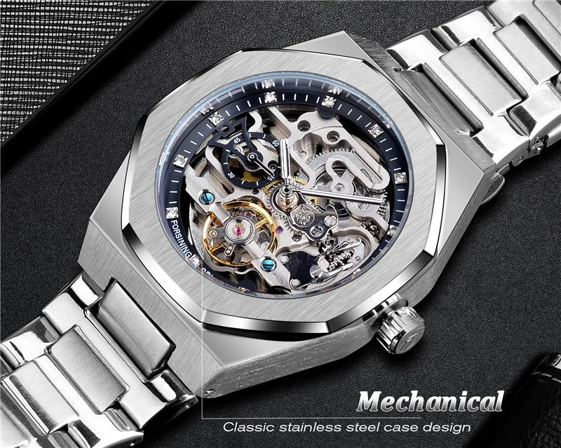 Stainless Steel Automatic Mechanical Military Sports Watch for Men