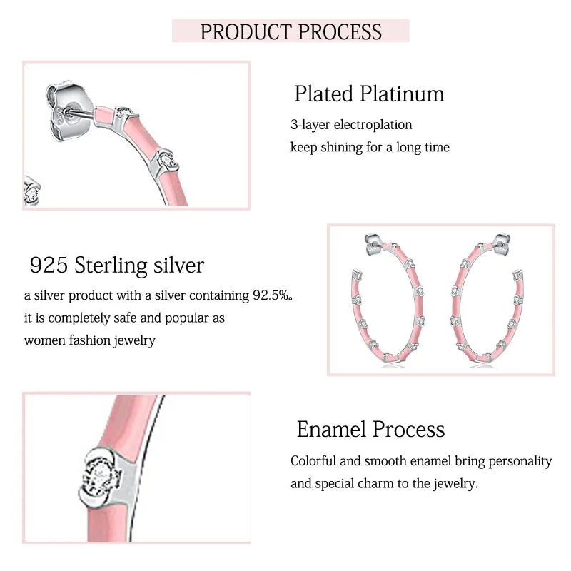 925 Sterling Silver Sparkling Zircon Hoop Earrings for Women