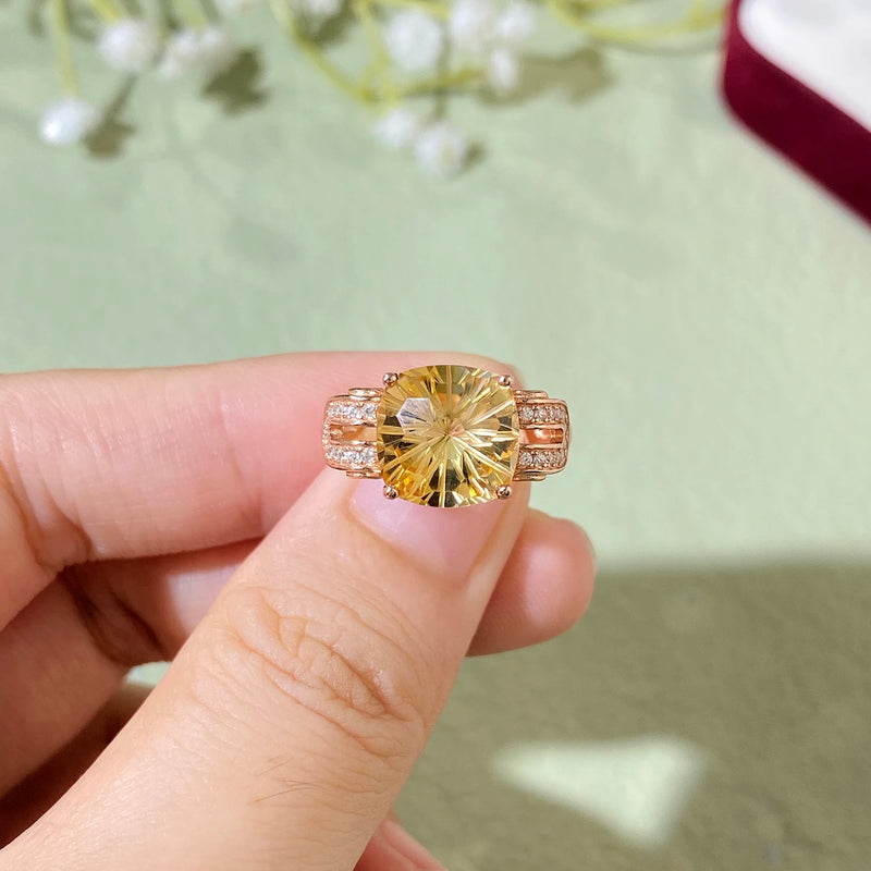 Sterling Silver Citrine Gemstone Ring for Women