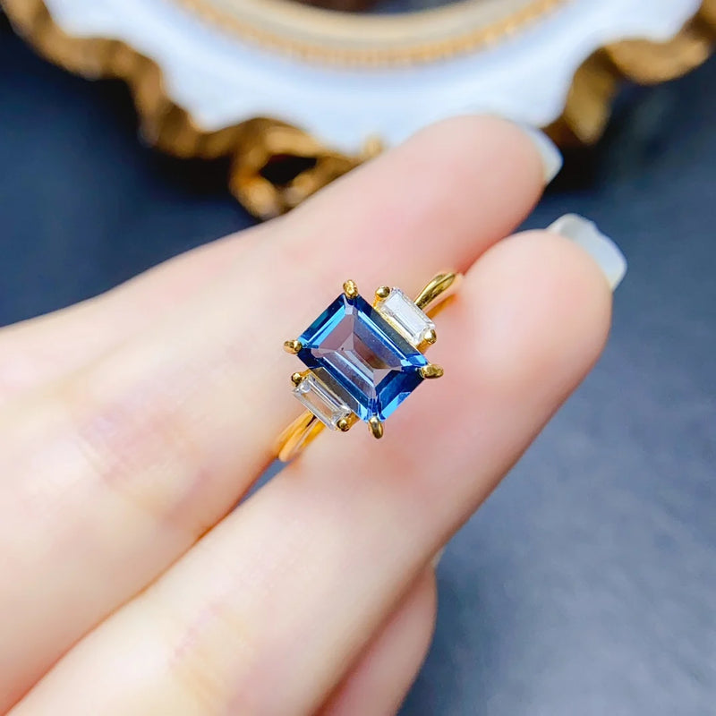 Sterling Silver Square Topaz Ring for Women