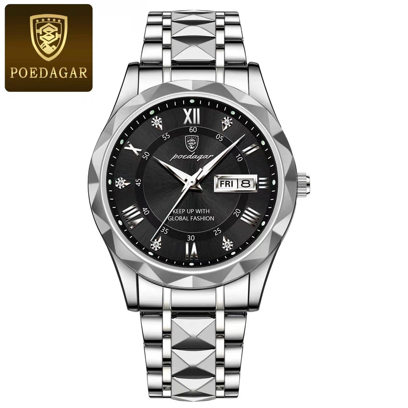 Luxury Quartz Wristwatch with Date and Week Display for Men