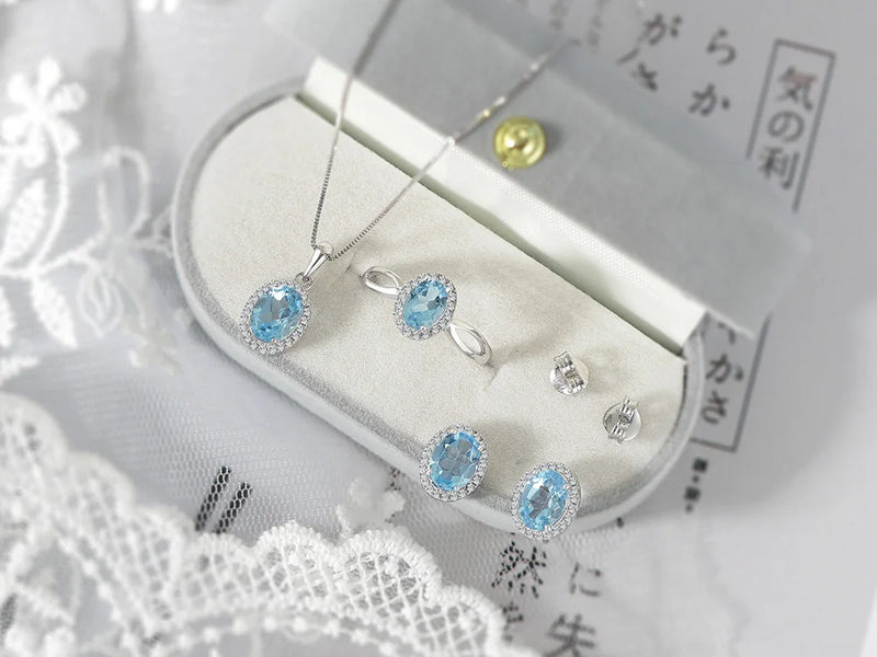 925 Sterling Silver Blue Topaz Earrings for Women