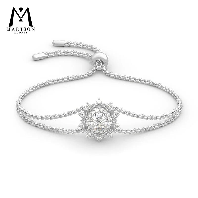 925 Sterling Silver 1ct Moissanite Bracelet for Women