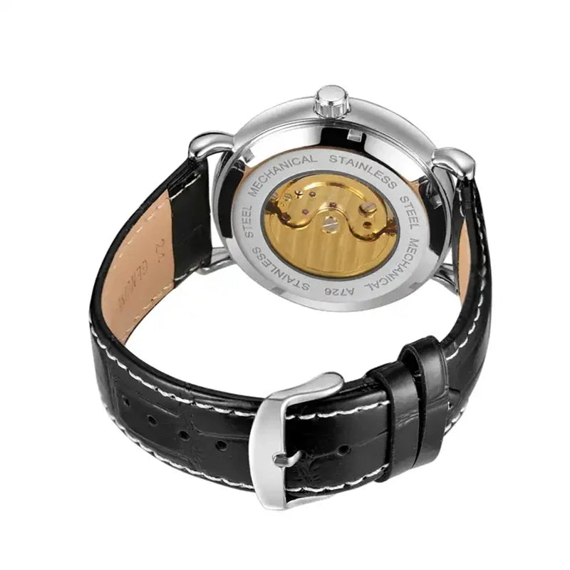 Stainless Steel Leather Strap Watch for Men