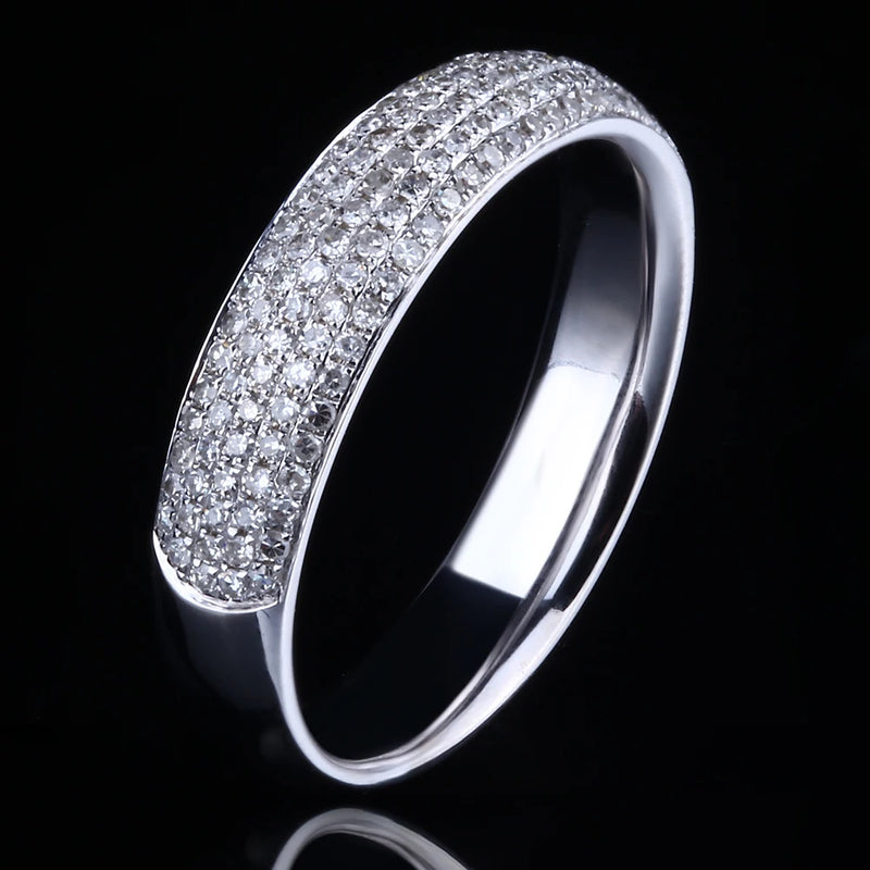 14K White Gold Solid Genuine Diamonds Engagement Wedding Ring for Women