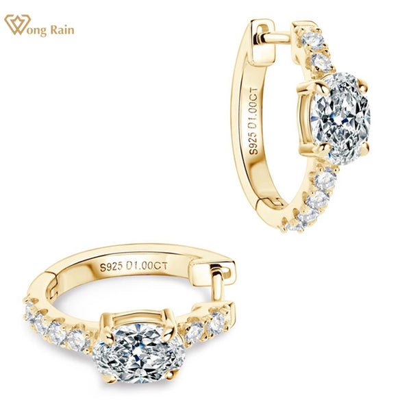 18K Gold Plated Sterling Silver Oval Moissanite Diamond Earrings for her