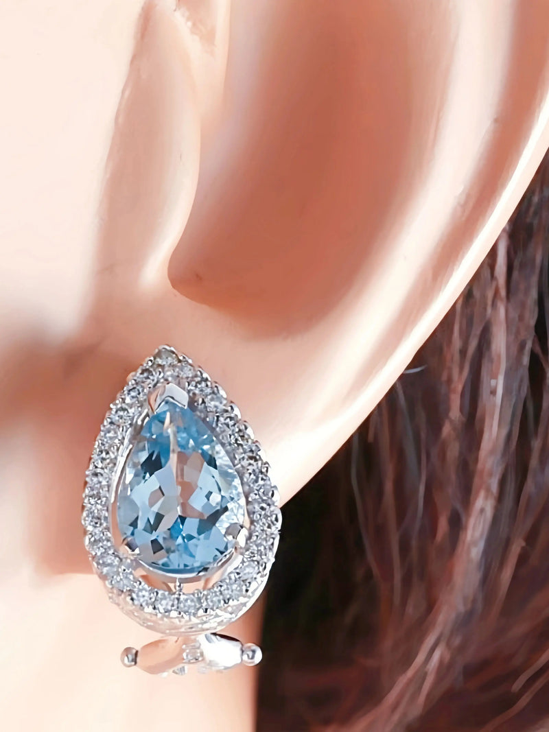 Sterling Silver Blue Topaz Drop Earrings for Women