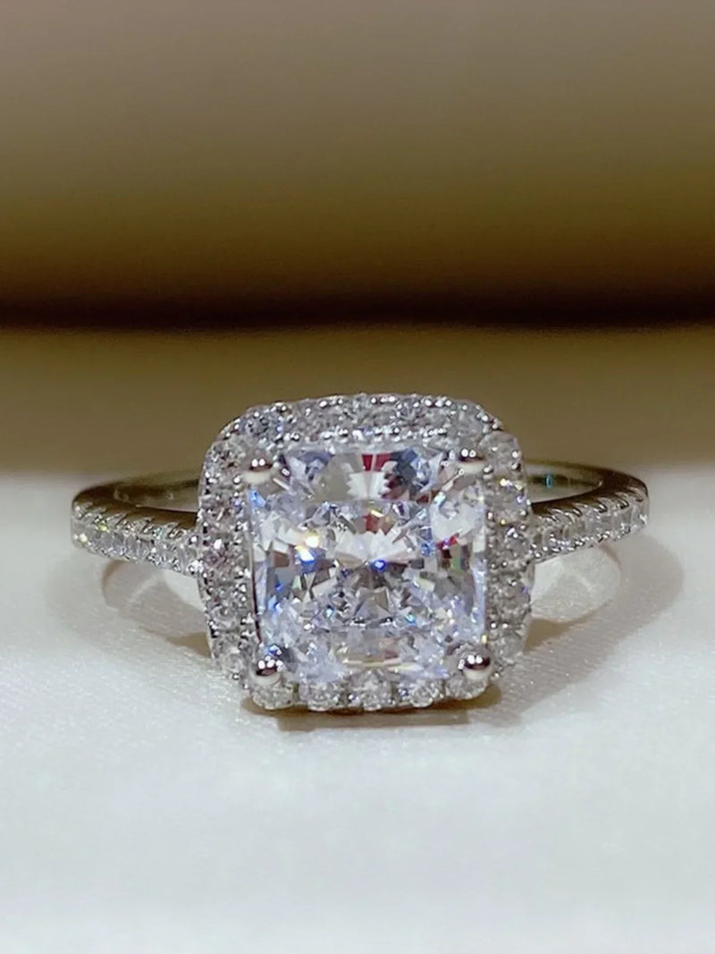 925 Silver Princess Square Diamond Ring