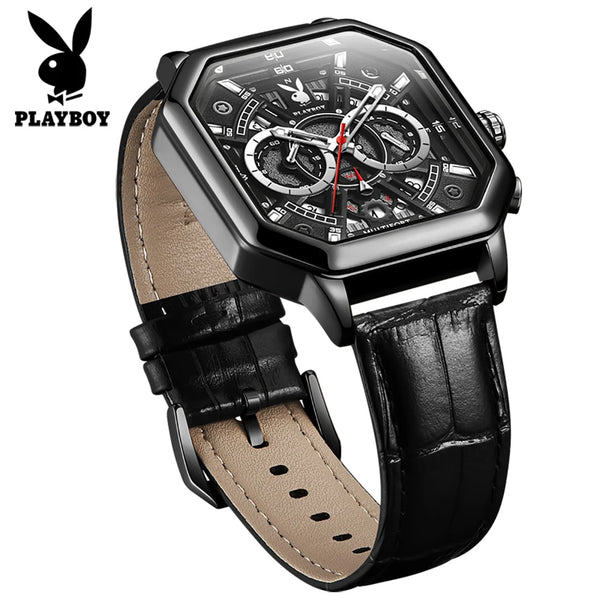 Leather Strap Waterproof Quartz Watch for Men