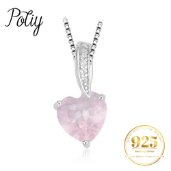 925 Sterling Silver Rose Quartz Heart Pendant for Women