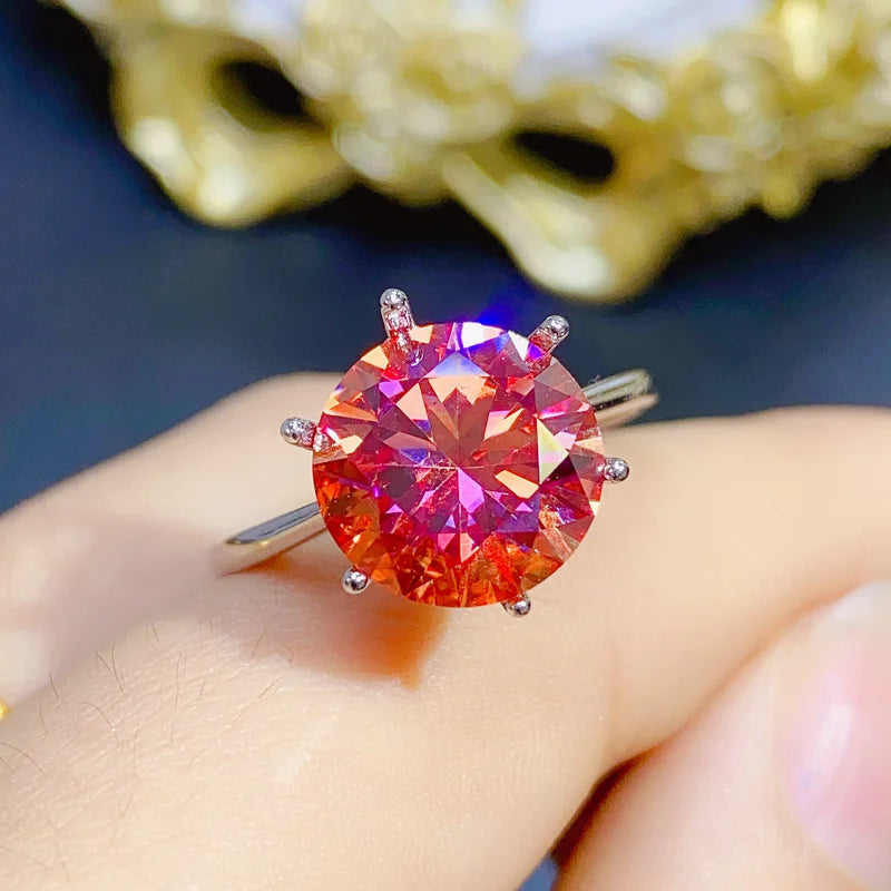 Sterling Silver Ring with 5ct Watermelon Red Moissanite for Personalized Design