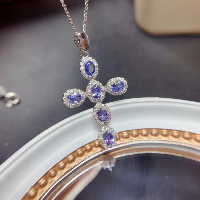 Sterling Silver Tanzanite Necklace for Women.