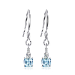 925 Sterling Silver Sky Blue Topaz Drop Earrings for Woman