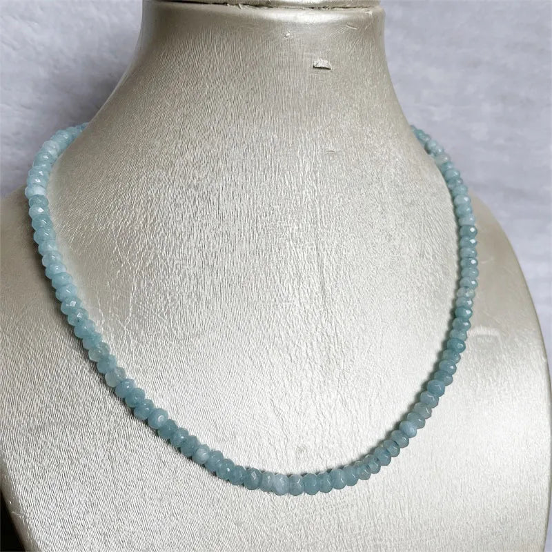 Sterling Silver Aquamarine Necklace Protection Healing Yoga for Women