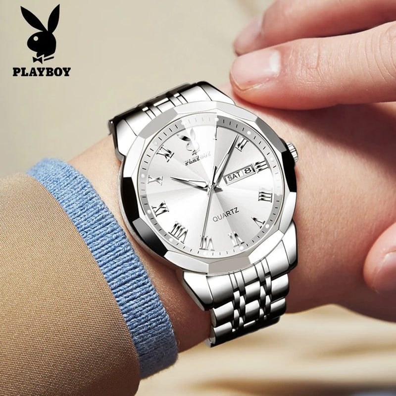 Stainless Steel Quartz Waterproof Wrist Watch for Men