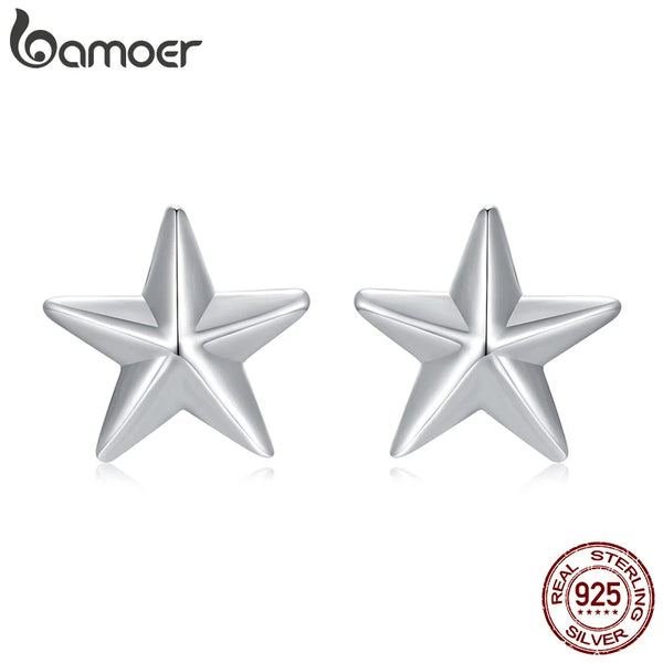 Sterling Silver Star Stud Earrings for Women