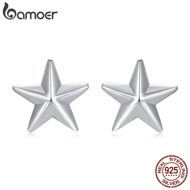 Sterling Silver Star Stud Earrings for Women