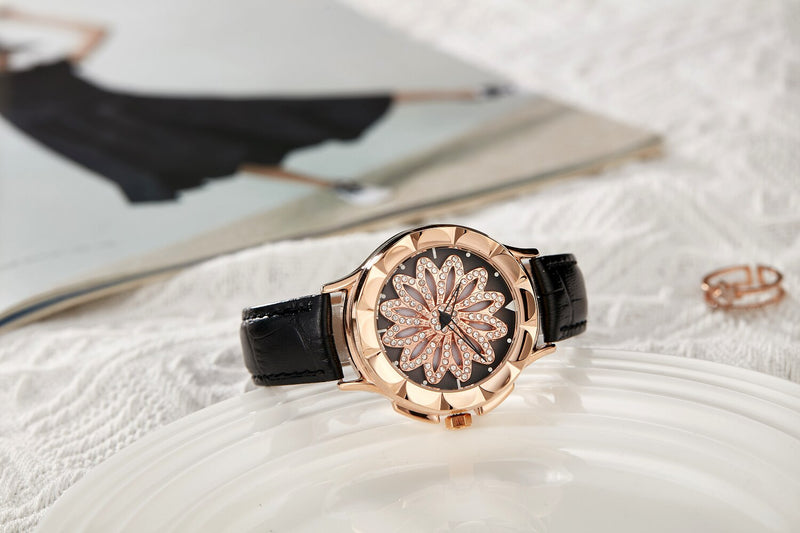 Rose Gold Rhinestone Ladies Watch