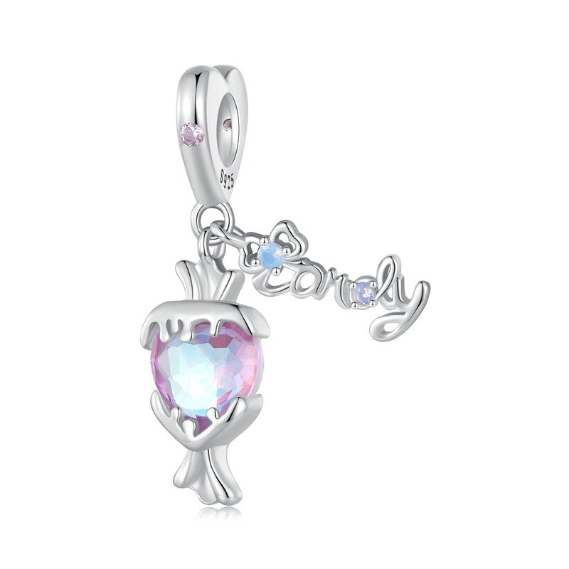 925 Sterling Silver Pink Heart, Bear, and Dolphin Bead Charms for Girls