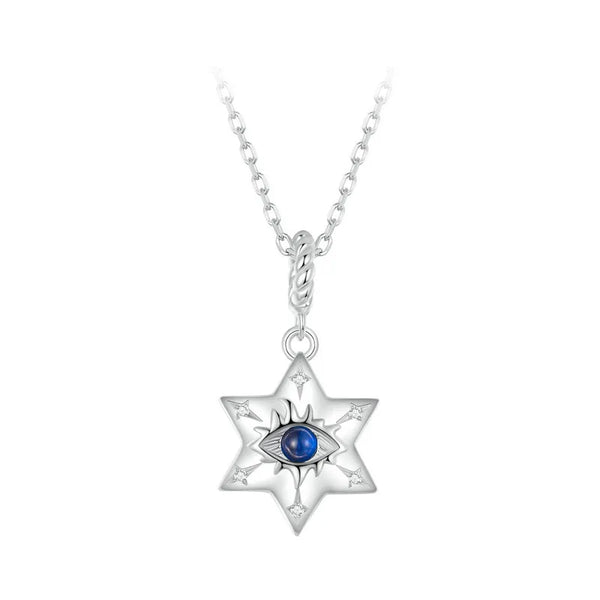 925 Sterling Silver Star of David Evil Eye Necklace for Women Men