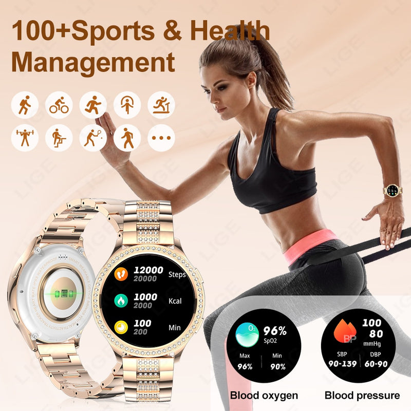 Smartwatch with AI Voice Assistant and Health Monitor for Women