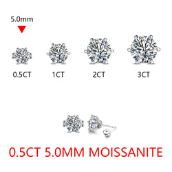 925 Sterling Silver 3.00 Carat Moissanite Stud Earrings for Women